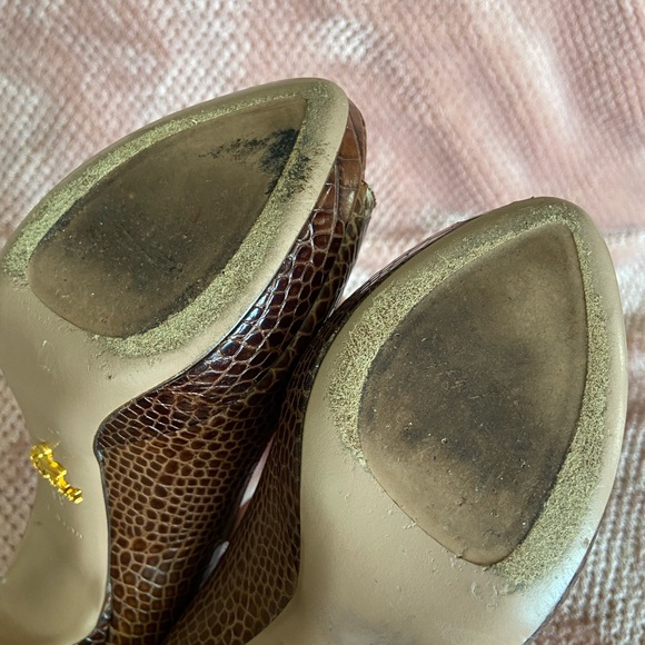 Prada Brown Peep-Toe High Heel Shoes - Picture 11 of 12